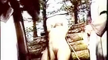 Daughter never licked snatch before so moms teach her in the woods