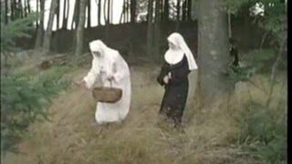 Guy in black has a threesome with two nuns who are mom and daughter