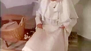 Guy in black has a threesome with two nuns who are mom and daughter