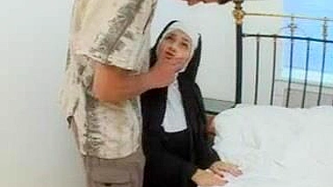 Lustful nun interrupted in prayer and fucked in asshole with monastery gardener