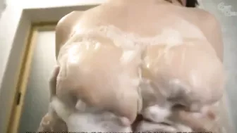 Son drills mouth of his surprised Asian mom with big tits in bathroom