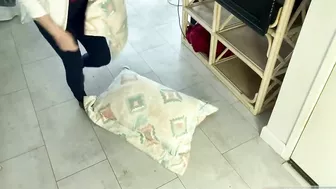 Son is incredibly happy when the mom is stuck so he can drill her