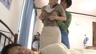Man enjoys awesome cock-riding by friend's Asian mom in her son's room