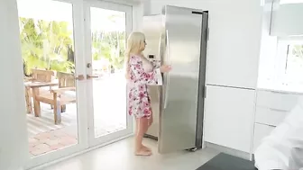 Luscious blonde mom gives a blowjob and rides big cock of her son