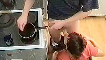 Russian-speaking mom wants quick sex with her own son in the kitchen