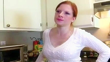 Beautiful mom with red hair is drunk enough to be drilled by her son