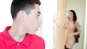 Naughty stepson punished after being caught spying on hot mom in shower Naughty stepson punished after being caught spying on hot mom in shower