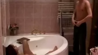 Mom with perfect tits invites stepson to fuck her in the bathroom
