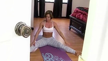 Hot mom interrupts yoga to have quick fuck with curious stepson