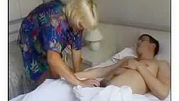 Mature blonde mom wakes up stepson to satisfy her sexual needs