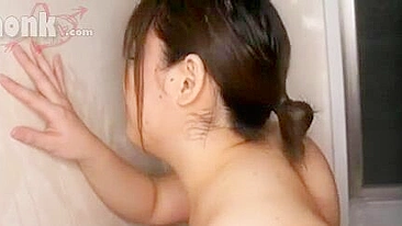 Chubby Japanese mom enjoys affair with her stepson in the bathroom