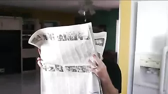 Bald stud sneakily and passionately fucks classy mom in kitchen