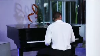 Chesty mom makes love with stepson after hearing him playing on piano