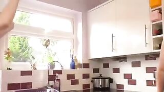 Visit to mature blonde mom ends for boy with awesome sex in kitchen