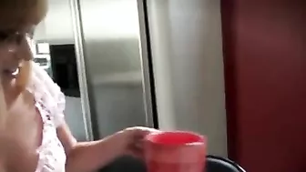 Blonde mom takes advantage of stepson's dick while husband is away