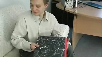 Boy fucks naughty brunette mom after catching her having fun with dildo