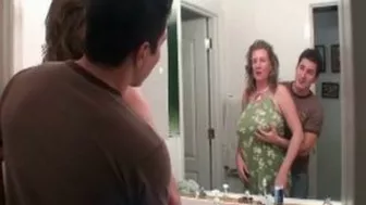 Mom with XXX shaped boobs is fucked by stepson who cums in her mouth