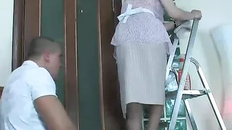 Stepson cajoles mature mom in stockings and high heels with XXX sex Stepson cajoles mature mom in stockings and high heels with XXX sex