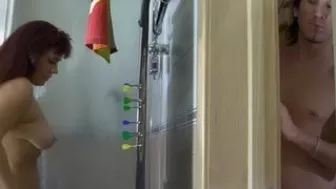 Boy fucks plump XXX slut who is his new mom and cums on her lips