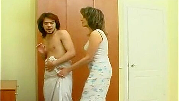 Boy fucks his Russian mom in lingerie who can't deny her XXX booty call