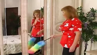 Boy's XXX fuckstick enters vagina of his clothed mom in her big bed