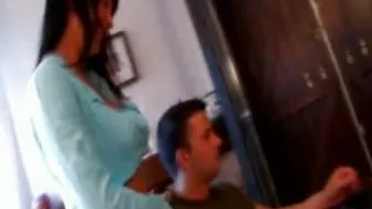 Older XXX whore is fucked by stepson in her mouth and shaved pussy