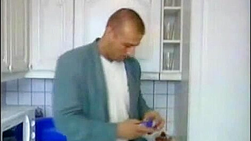 Hot brunette mom sucks penis and does it vaginally in German XXX video