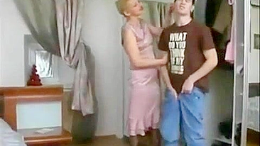 Mom sucks and rides stepson's XXX tool as he is caught with her panties