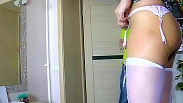 Mom in white stockings is properly drilled by her XXX perverted stepson