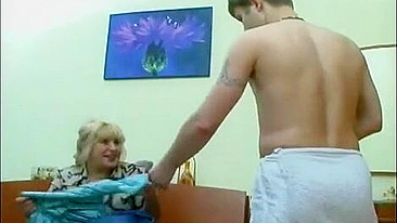 XXX curved pretty blonde mom in red panties is banged by stepson