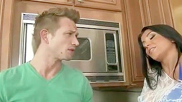 Mom decides to call her young stepson for XXX fucking in the kitchen