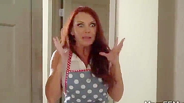 Ginger mom and her nasty blonde stepsister have XXX sex with the virgin