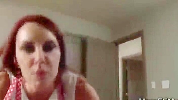 Ginger mom and her nasty blonde stepsister have XXX sex with the virgin