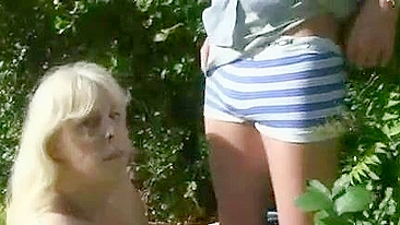 Boy gets it on with XXX slut who is his girlfriend's horny mom outdoors