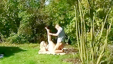 Boy gets it on with XXX slut who is his girlfriend's horny mom outdoors