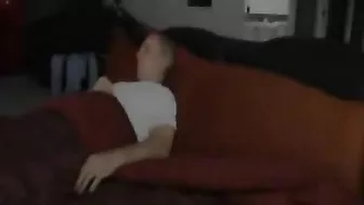 Man humps XXX curvy mom with big boobs in bra while stepson sleeps