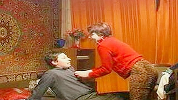 Camera captures lewd mom cheating with stepson in Russian XXX porn