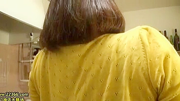 A lot of XXX pleasure for oriental mom from young man in the kitchen
