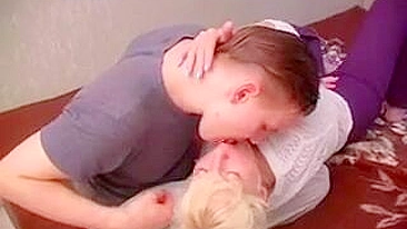 Young guy gives XXX satisfaction to his own blonde mom in her bedroom