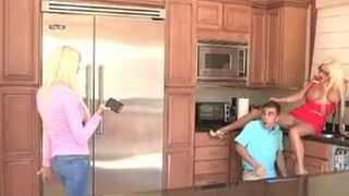 Married mom makes son-in-law happy during a XXX threesome with his GF