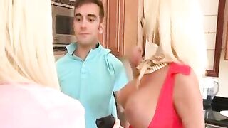 Married mom makes son-in-law happy during a XXX threesome with his GF