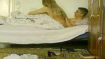 Russian mom takes part in a hot XXX twosome with the sleepy guy in bed