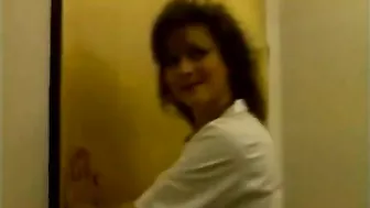 Hot XXX twosome of natural-tittied mom and the guy in a striped T-shirt