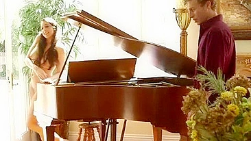 Mom with big tits drilled after playing piano in the nude for XXX lover