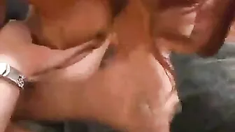 Young man face-fucks mom with big knockers to XXX facial cumshot