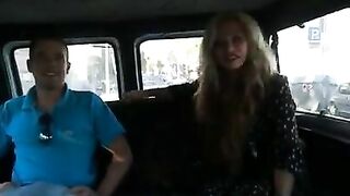 Mom is drilled on camera after giving a XXX blowjob in the moving bus