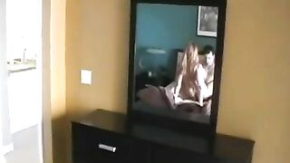 Mom has hot XXX sex with her stepson in bed in front of the mirror