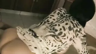 XXX pussy-nailing takes mom and stepson who wear masks on their faces