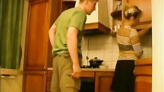 XXX video of man who attacks mom and scores her muff in the kitchen