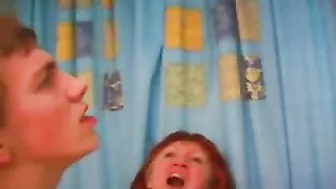 Red-haired mom rewarded with XXX facial after sex with boy in bath